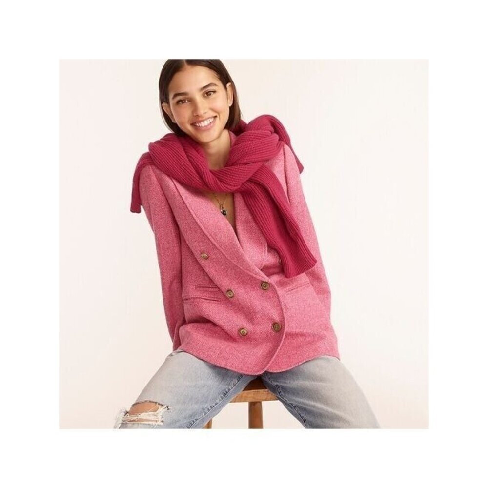 NWT J.Crew Bristol Blazer in Rose Pink English Wool Herringbone Jacket 6 $298 - Picture 8 of 9